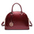 Vegan Leather Handbag Domed Satchel Rhinstone Structured Bag (-N)