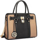 Medium Two Tone Snake Skin Satchel with Belted Lock Deco