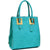 Structured Faux Leather Tote Bag with Gold-Tone Accent