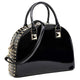 Vegan Leather Handbag Domed Satchel Rhinestone Structured Bag (-1)