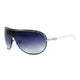 Women's Shield Frame Fashion Sunglasses w/ Transparent Black/White