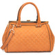 Quilted Barrel Satchel quilted pebbled exterior with Push-Up Closure