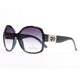 Anais Gvani Round Box Frame Fashion Sunglasses - Black/Dark Blue