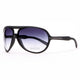 Women's Thick Frame Aviator Sunglasses w/ Stripe Accent - Black