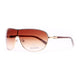 Shield Frame Fashion Sunglasses w/ Transparent Accented Coffee/Gold