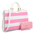 Saffiano Striped Briefcase Handbag-Handbags & Purses-Dasein Bags
