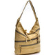 Gold-Tone Quilted Hobo Bag with Front Zipper Deco