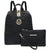 Women Fashion Double Zipper Medium Backpack Purse PU Leather 2Pcs