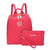 Women Fashion Double Zipper Medium Backpack Purse PU Leather 2Pcs