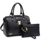Dasein Ostrich embossed/accented Satchel with Zip Top Closure and Matching Wristlet (T-C)