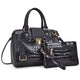 Structured Satchel with Buckle Snap Zipped Top Closure and with Matching wristlet (10-C)