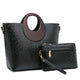 Dasein  Rolled handle Faux Leather Satchel with Matching Wristlet/Accessory pouch