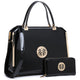 Rolled Handle Patent Leather Briefcase Satchel with Matching Wallet