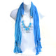Silver Beads and Pendant Necklace Scarf with Beaded Fringe