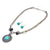 Turquoise Silver-Tone Circle Pendant with Round Earrings