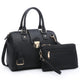 Dasein Structured Satchel with Zip Top Closure and Matching Wristlet (07-C)
