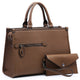 Dasein Faux Leather Briefcase Satchel with Matching Accessory Pouch