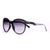 Women's Fashionable Round Frame Sunglasses w/ Stripe & Stroke Accents - Black - Dasein Bags