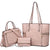 3-in-1 Large Faux Leather Tote Set with Mini Satchel and a Wristlet (DS-S/W)