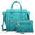 2-in-1 Dasein Medium Faux Leather Winged Satchel Tote Shoulder Bag Handbag with Matching wristlet