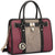 Medium Two Tone Snake Skin Satchel with Belted Lock Deco