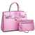 Fashion Embossed Pattern Padlock Handbag with Matching Wallet - Dasein Bags
