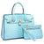 Fashion Embossed Pattern Padlock Handbag with Matching Wallet - Dasein Bags
