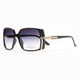 Classic Square Frame Sunglasses w/ Gold Lined Accent - Black