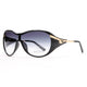 Glam Shield Fashion Sunglasses w/ Gold Temple Accent - Black