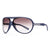 Women's Thick Frame Aviator Sunglasses w/ Stripe Accent - Slate Blue - Dasein Bags