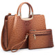 Embossed Pattern Top Handle Handbag with Matching Wallet