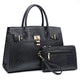 Fashion Embossed Pattern Padlock Handbag with Matching Wallet (T-8149)