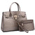Ostrich Padlock Handbag with Matching Wallet-Handbags & Purses-Dasein Bags