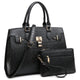 Fashion Emblem Women Handbag and Purses Top Handle Tote Work Bag with Matching Clutch