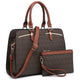 Faux Leather Satchel with Matching Wristlet/Accessory Pouch