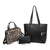 3-in-1 Large Faux Leather Tote Set with Mini Satchel and a Wristlet