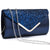 Frosted Rhinestone Envelope Clutch with Semi Metal Edge deco and with removable chain strap
