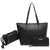 Women Large Faux Leather Tote Set with Matching Wallet and Wristlet