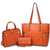 3-in-1 Large Faux Leather Tote Set with Mini Satchel and a Wristlet