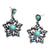 Turquoise Rhinestone Star Flower Dangle Earrings