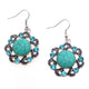 Turquoise Stone Chandelier Earrings with Scalloped Edges