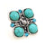 Turquoise Ring With Mini Rose And Rhinestones