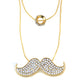 Rhinestone Mustache Charm and Ring Necklace