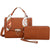 Scarf-wrapped-handles Faux Leather Satchel with Matching Wallet