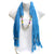 Interlocking Silver Tone Piece Scarf with Wooden Look Beads and Silver Tone Bead