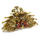 Gold Peacock Design Hair Clip with Brown Stones