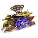 Gold Floral Adorned Hair Clip with Purple Stones