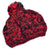 Women's Crochet Knitted Multicolor Pom Beanie - Black/Red